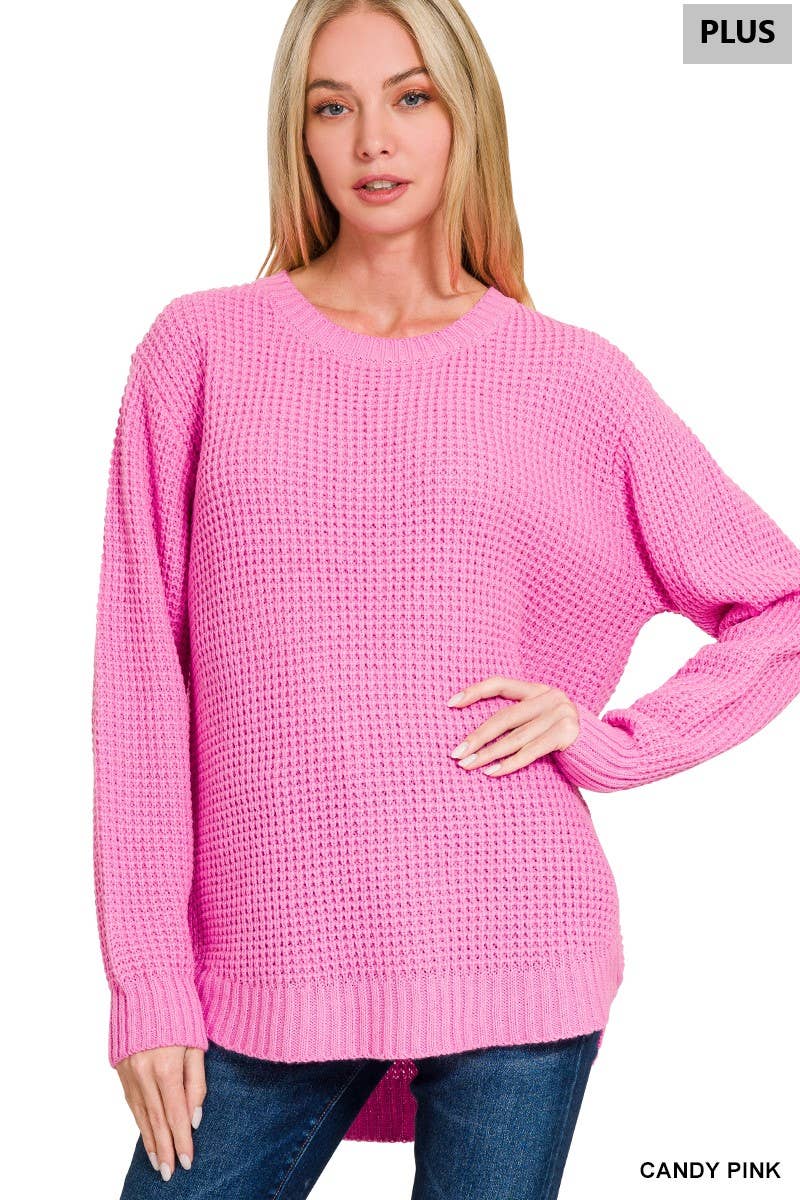 42POPS - Wholesale Knit Sweater - Women's - ",,,,...Plus size Basic Waffle Sweater6