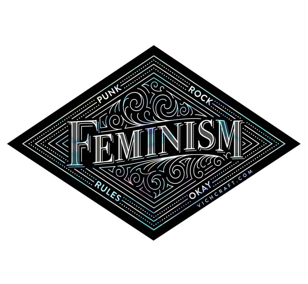 Vichcraft – Großhandel Aufkleber – „PUNK ROCK FEMINISM“ HOLOGRAPHISCHER AUFKLEBER0