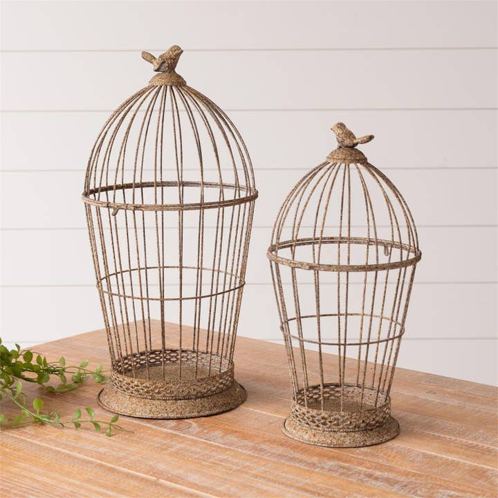 Audrey's Home & Gift - Wholesale Bird House - Rusty Metal Birdcages (Set Of 02)