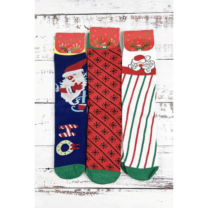 ASSORTED CHRISTMAS THEME PRINT MID-TUBE SOCKS for wholesale on Faire