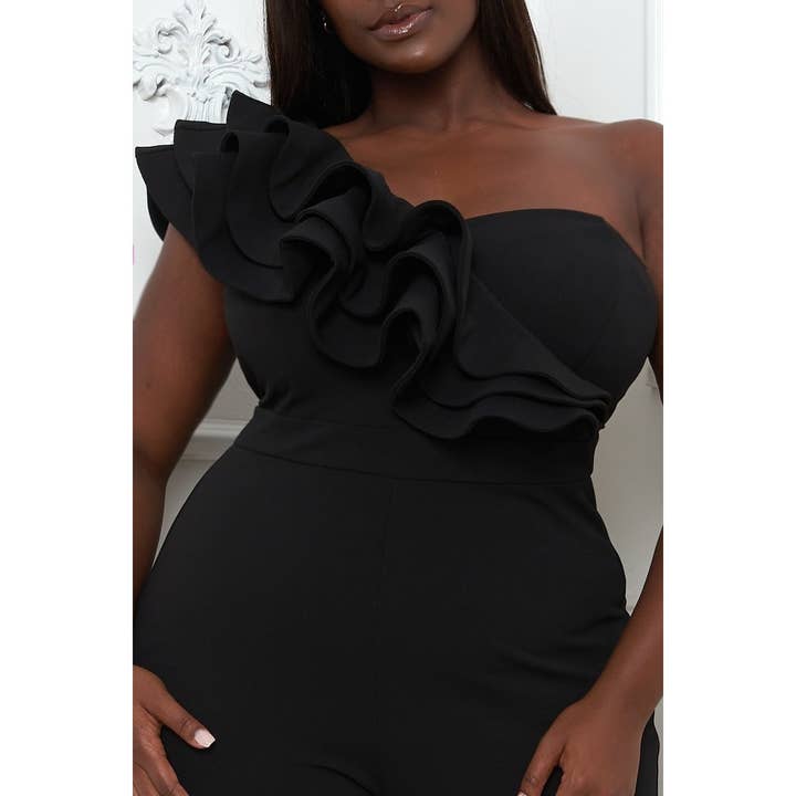 Black Pearl Clothing - Venta al por mayor Peto - Mujer - Mono de un hombro con volantes en capas de talla grande2