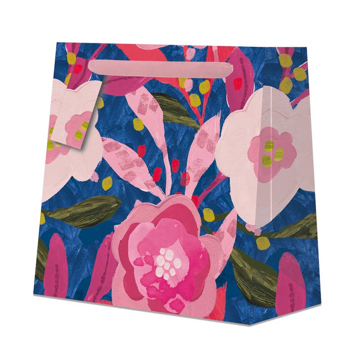 Borsa Regalo Quadrata Media Fiori Blu Rosa per la vendita all'ingrosso da parte di Penny Kennedy Ltd