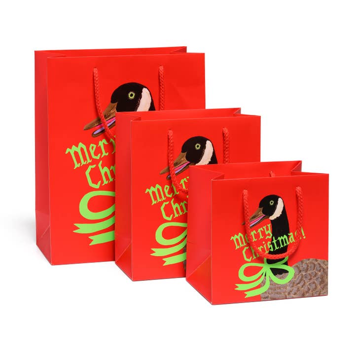 Christmas Goose gift bags for wholesale by Red Cap Cards