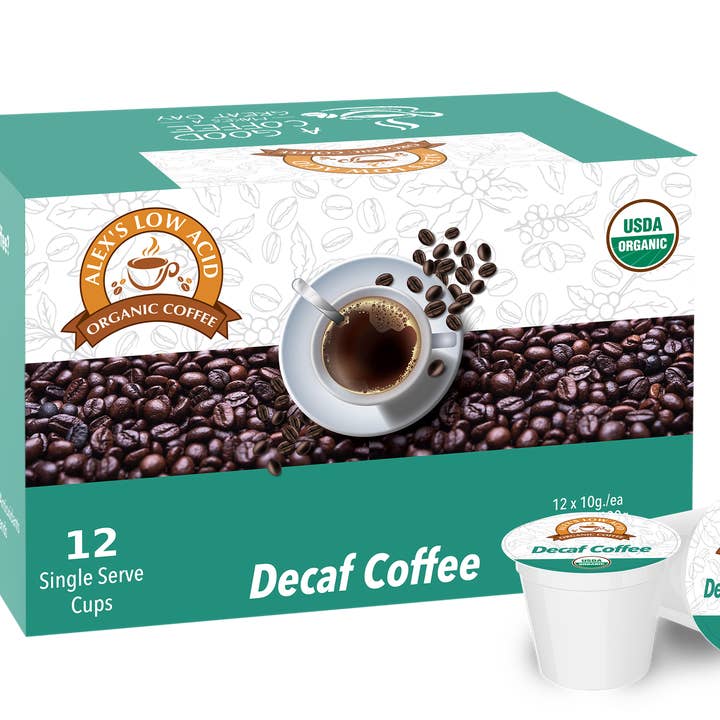 Alex's Low Acid Organic Coffee™ K-Cups - Decaf for wholesale by Alex's Low-Acid Organic Coffee