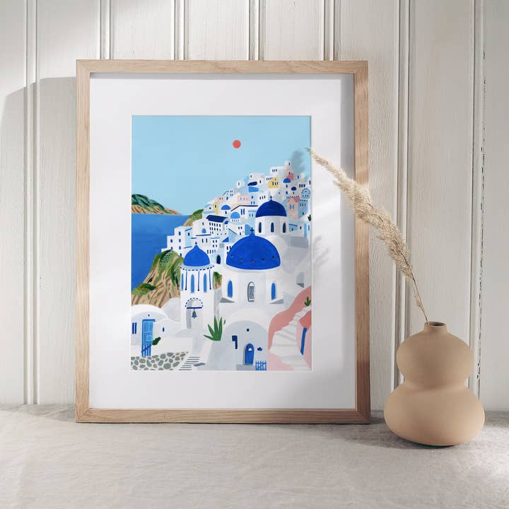 Amber Davenport Art - Wholesale Art Print - Santorini, Greece Travel Art Print - Unframed