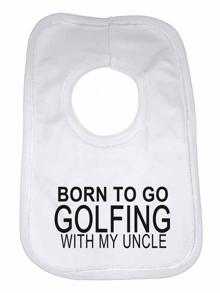 Born to Go Golfing with My Uncle Boys Girls Baby Bibs for wholesale by Little Ratbag