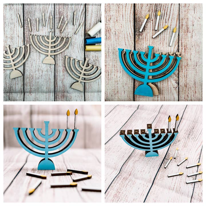 Mini Menorah Craft for Kids, Hanukkah Craft Kit for wholesale by Hudson Valley Makers Co.