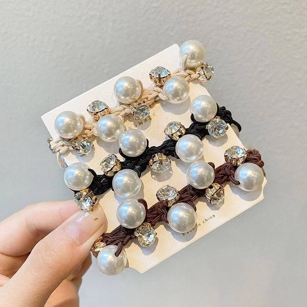 ACCITY - Wholesale Hair Tie - WOMEN SIMPLE PEARL RUBBER BAND HAIR TIE_CWAHA05194