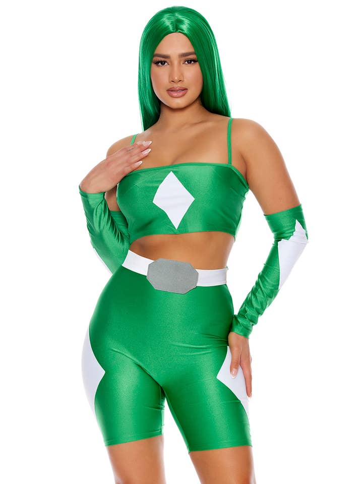 Green Take the Power Sexy Superhero Costume for wholesale on Faire