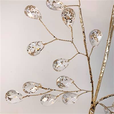 David Christopher's Collection - Wholesale Christmas Decoration - ENAMORED PEAR ACRYLIC GEM SPRAY - CHAMPAGNE 26"