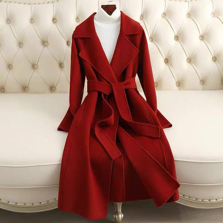 Sanyao Fashion - Wholesale Fur/Faux Fur Coat - Women's - SY296 Slim Fit Mid-Length Double-Faced Wool Coat for Women
