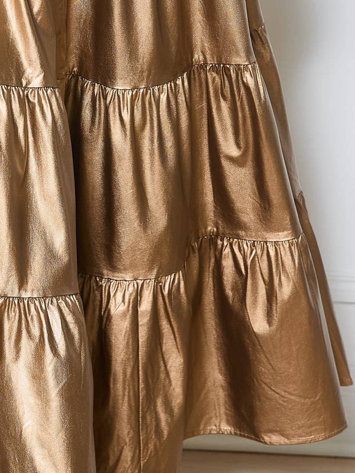 Gold faux leather mid-length skirt - Orice for wholesale on Faire