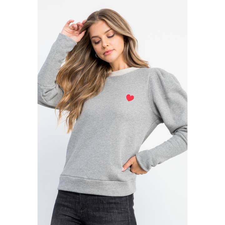 GRAY Bishop Sleeve Knit Sweater for wholesale on Faire