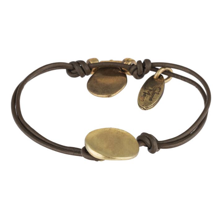 Gloria Mago - Wholesale Woven/Braided Bracelet - Golden brown leather bracelet “Basic” gold color1