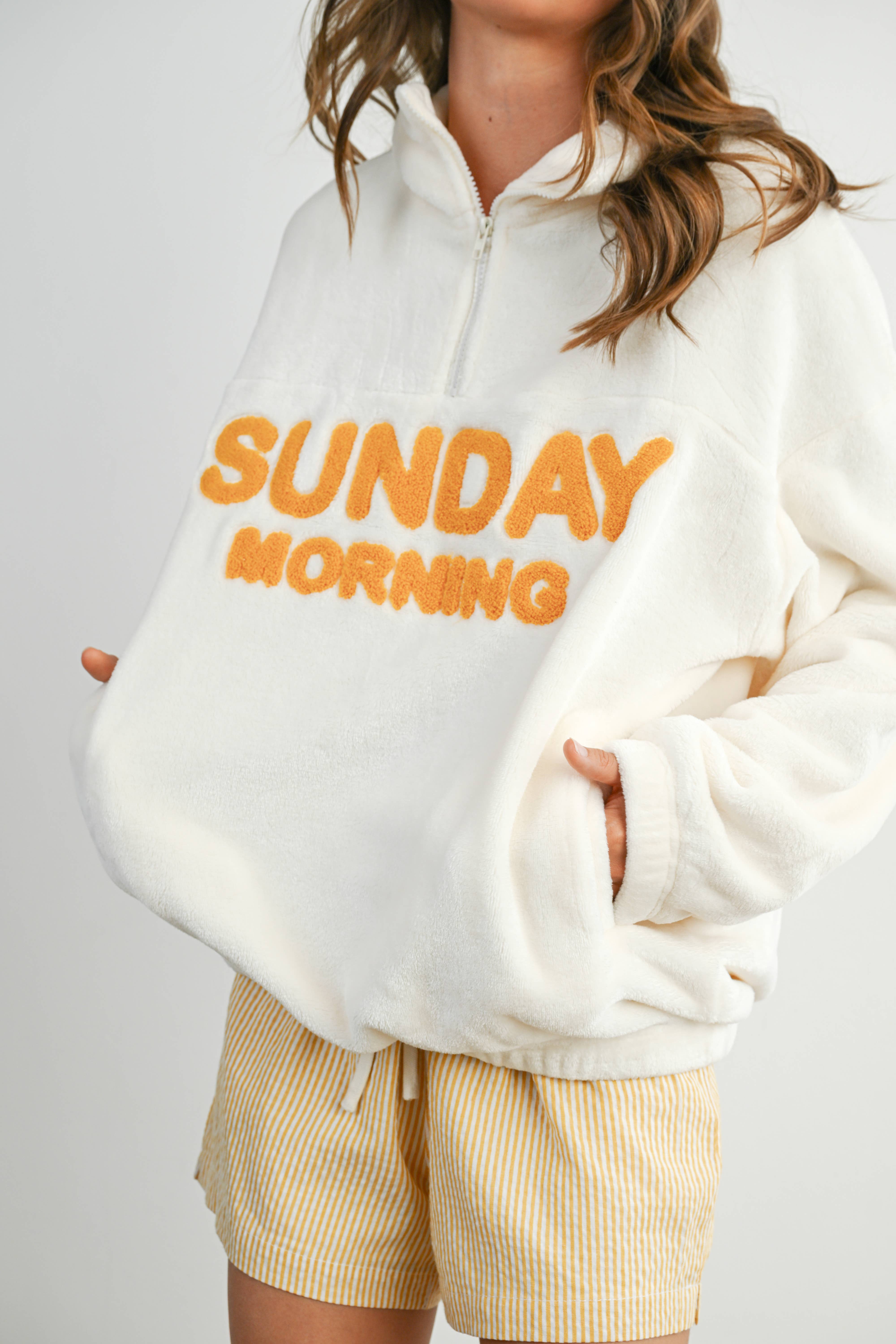 BUTTERMELON - Wholesale Sweatshirt - Women's - Sunday Morning Half-Zip Pullover Sweatshirt - BMT75793