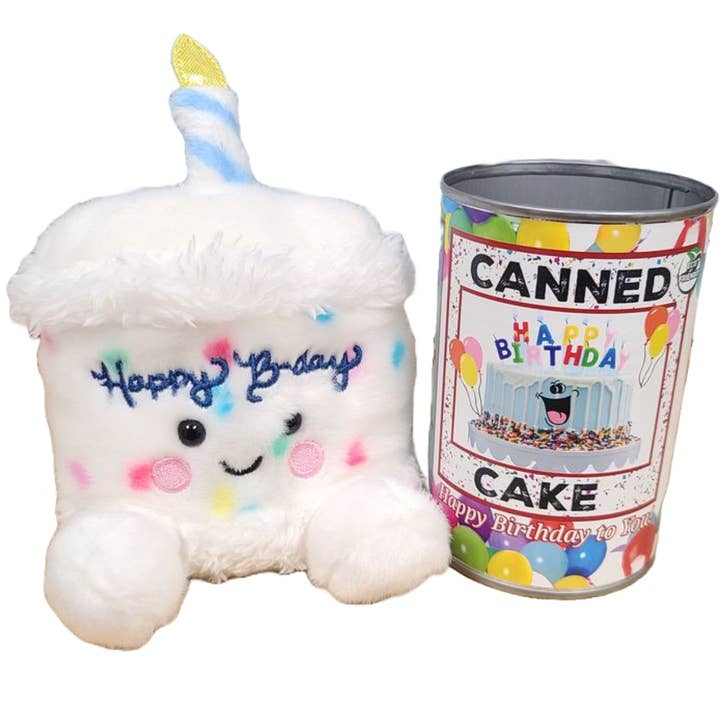 Canned Gifts - Wholesale Gag Gift/Novelty Gift - Canned Cake | Happy Birthday to You Gift | Plush B-day Cake
