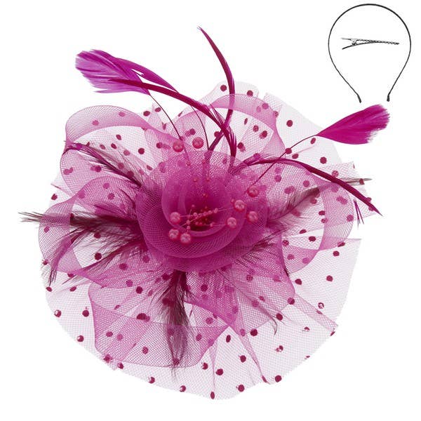 anbfashion – wholesale Fascinator-hatt - Dam – POLKA DOT MESH FASCINATOR HTH21804