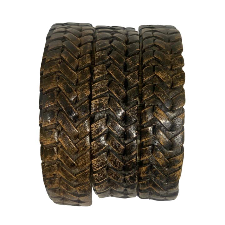 Corde in Pelle Intrecciata Dallas - 14x4mm - Marrone Scuro Vintage per la vendita all'ingrosso da parte di Sun Enterprises B.V.