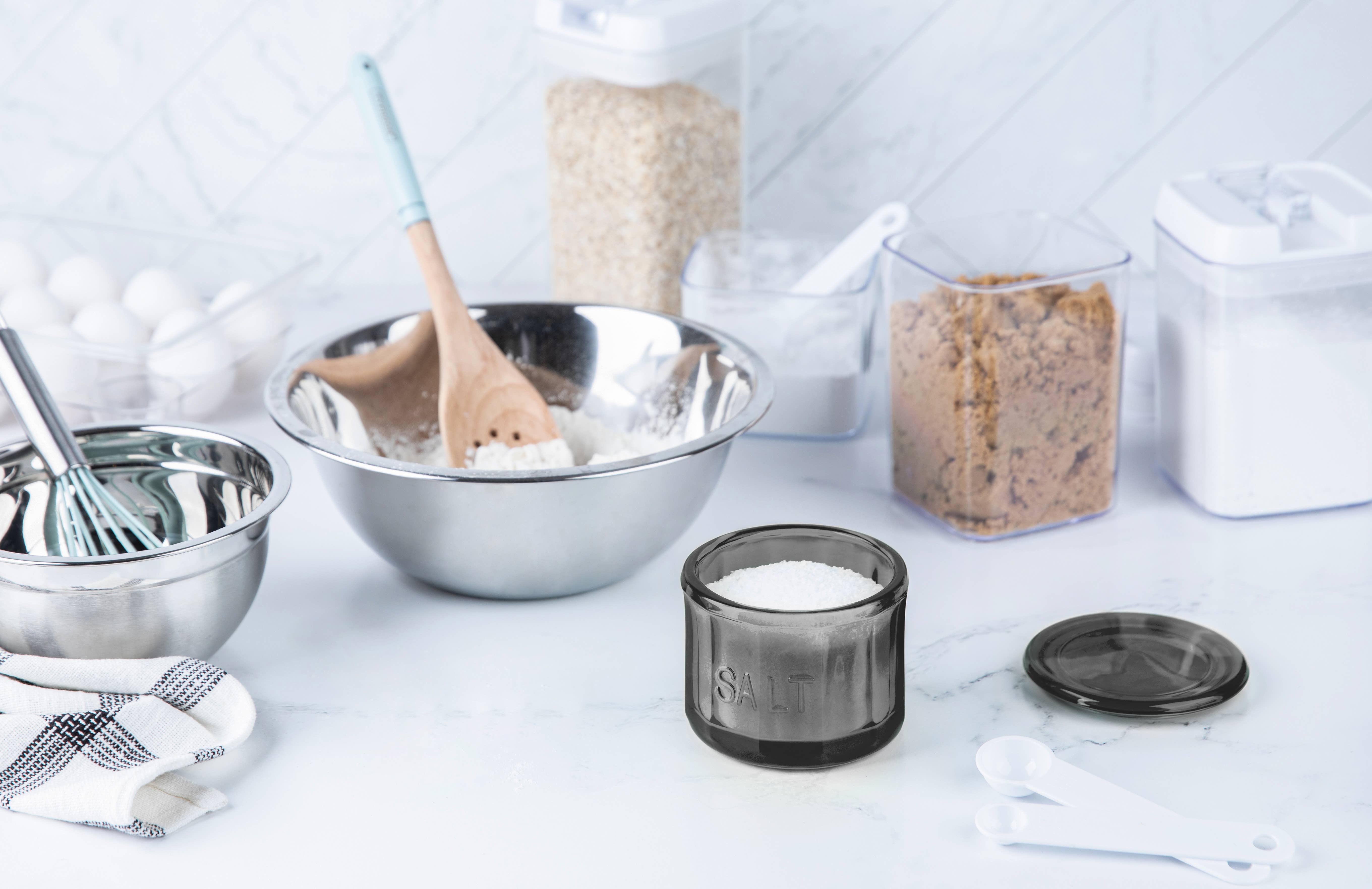 Kook - Wholesale Salt Mill - Kook Embossed Salt Cellar & Lid, Pressed Glass, 10 oz7