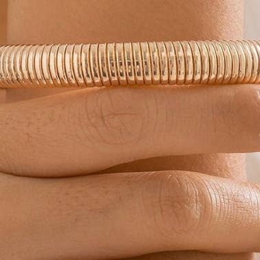 HoopLa - Wholesale Bangle Bracelet - Â Cobra Tobogas Omega Stretch -Waterproof- 14K Gold-PVD13