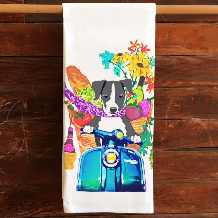 katzpajamas - Wholesale Tea Towel - Scooter Kitchen Tea Towel Flour Sack Cotton