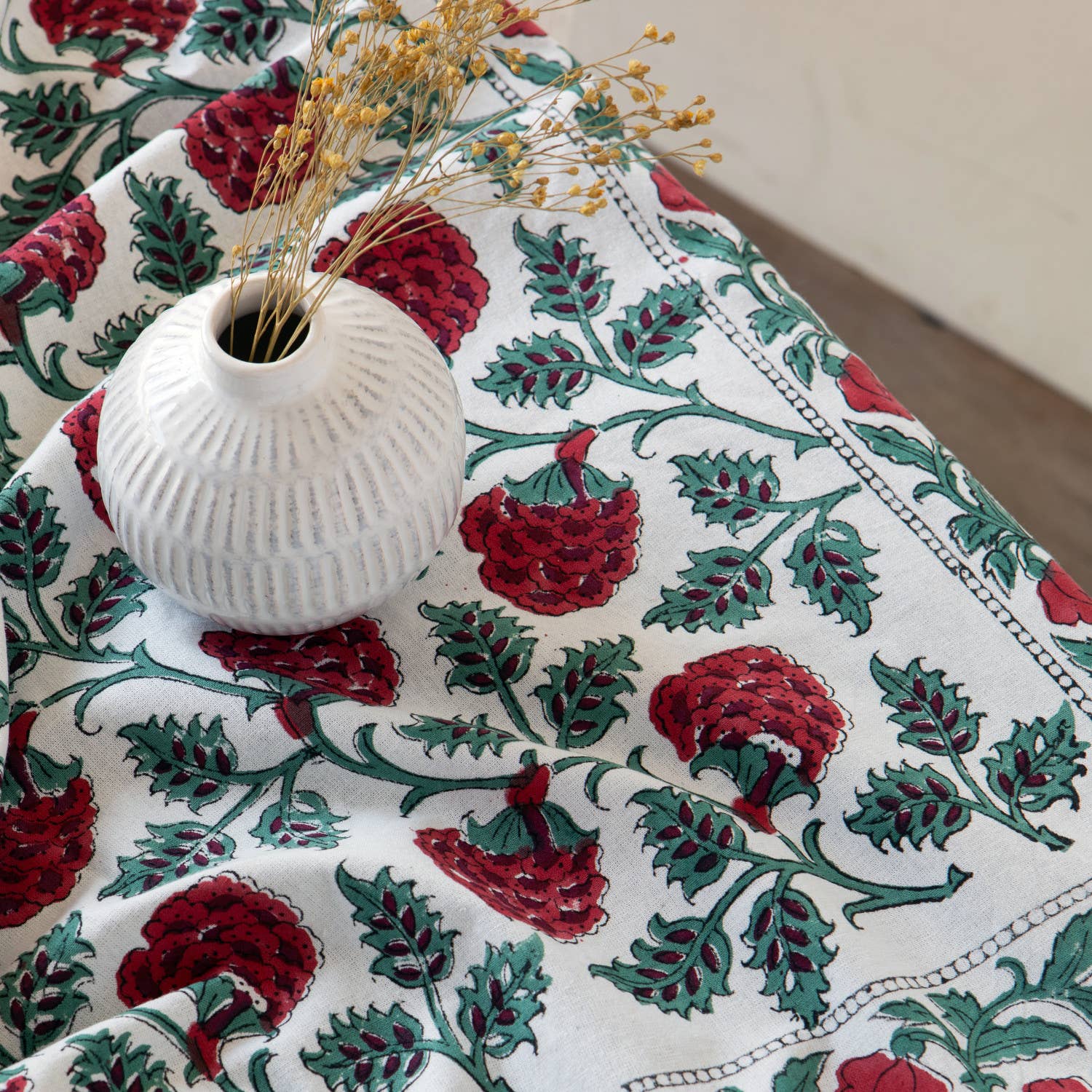 Danica Heirloom - Wholesale Tablecloth - Carnation Block Print Tablecloth 60 x 90 Inches1