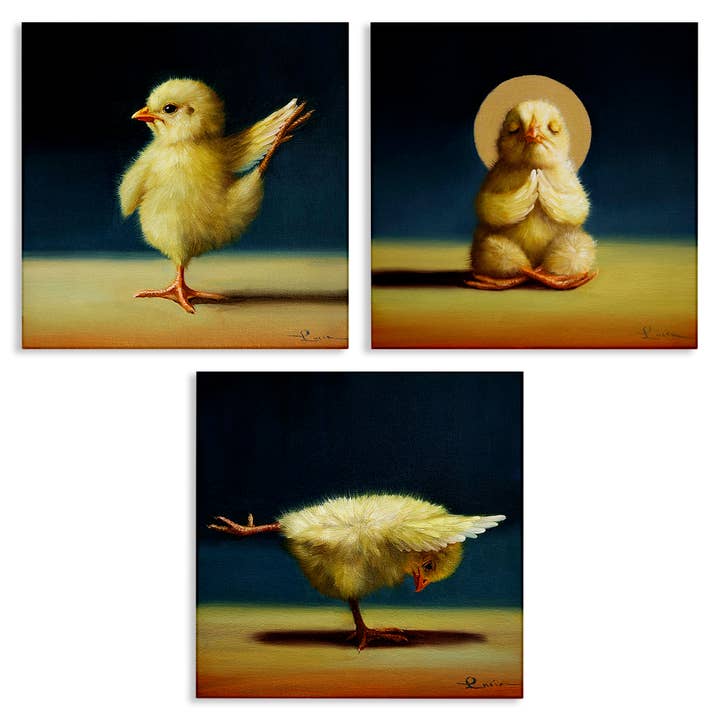 Stupell Industries - Wholesale Wall art set - Yoga Chick Trio Stretching Poses 3pc Canvas Set