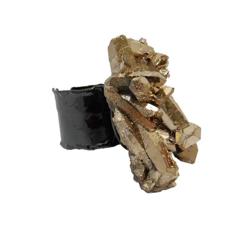 Rock Paradise - Vente Bague de cocktail/de cérémonie - Bague Crystal Point Cluster avec bracelet galvanisé9