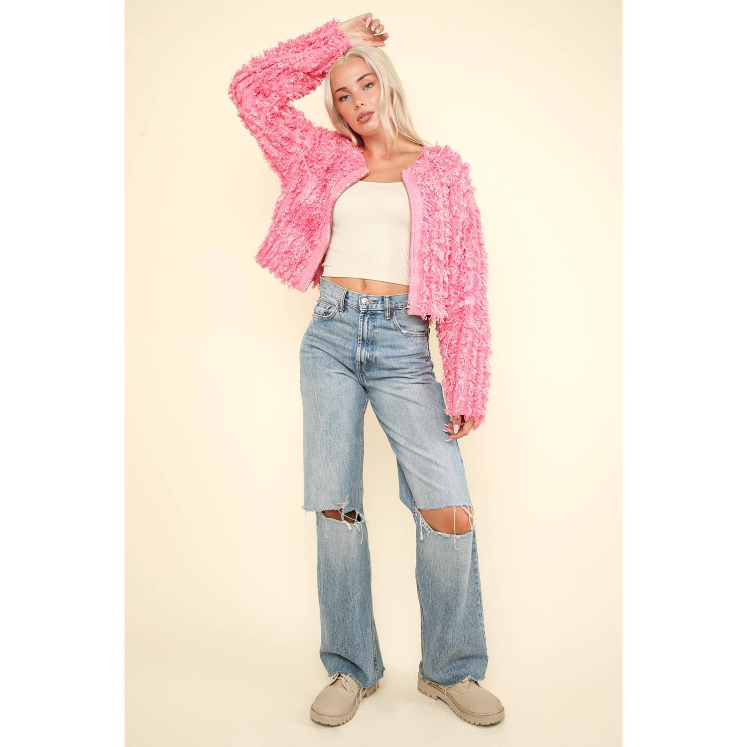 Apolline - Vente Cardigan – femme - Veste de vacances en tricot de laine Shaggy Soft Shaggy1