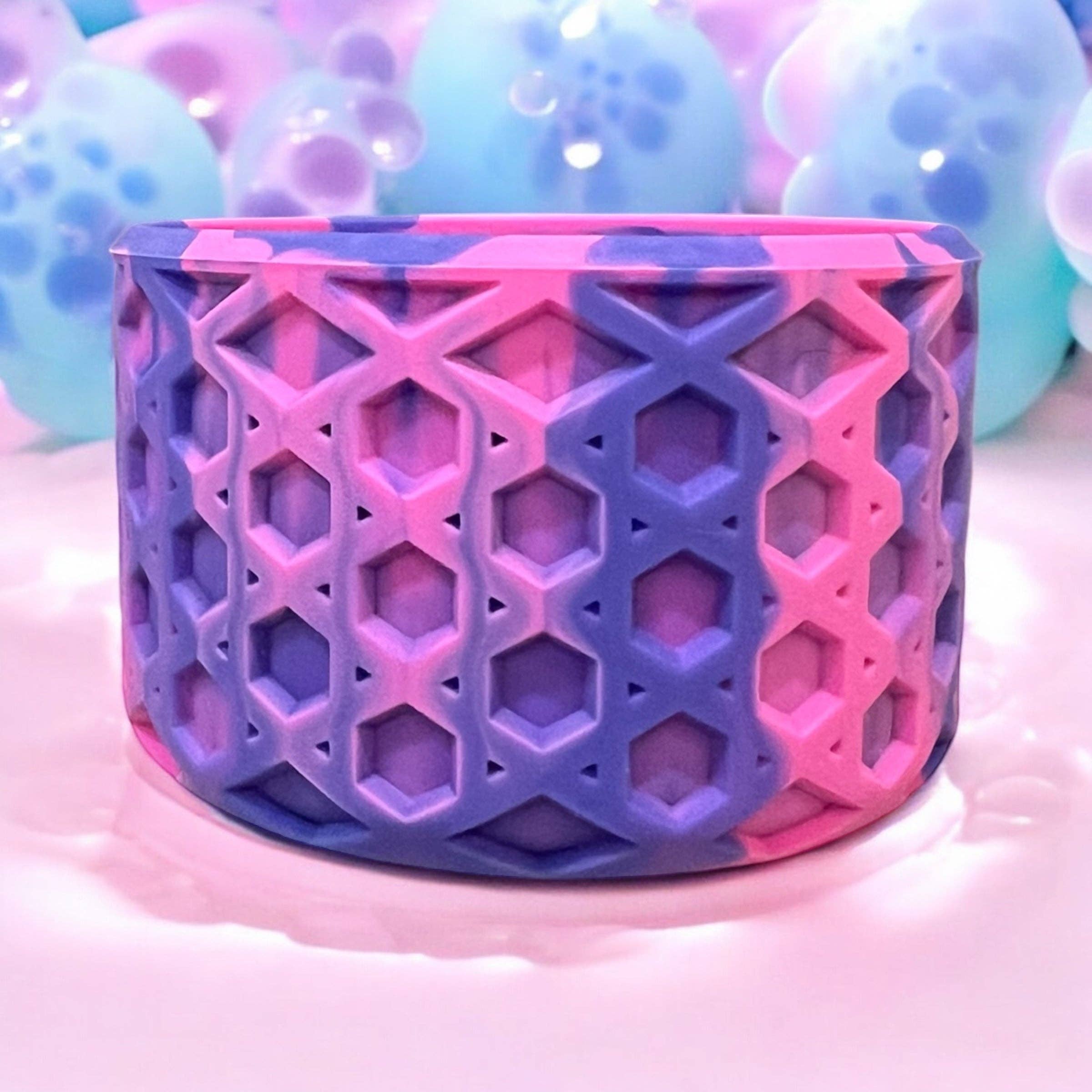 Olive Lane Accessories - Wholesale Drink Huggers & Koozies - Purple Bubblegum Swirl WAFFLE Silicone Tumbler Boot0