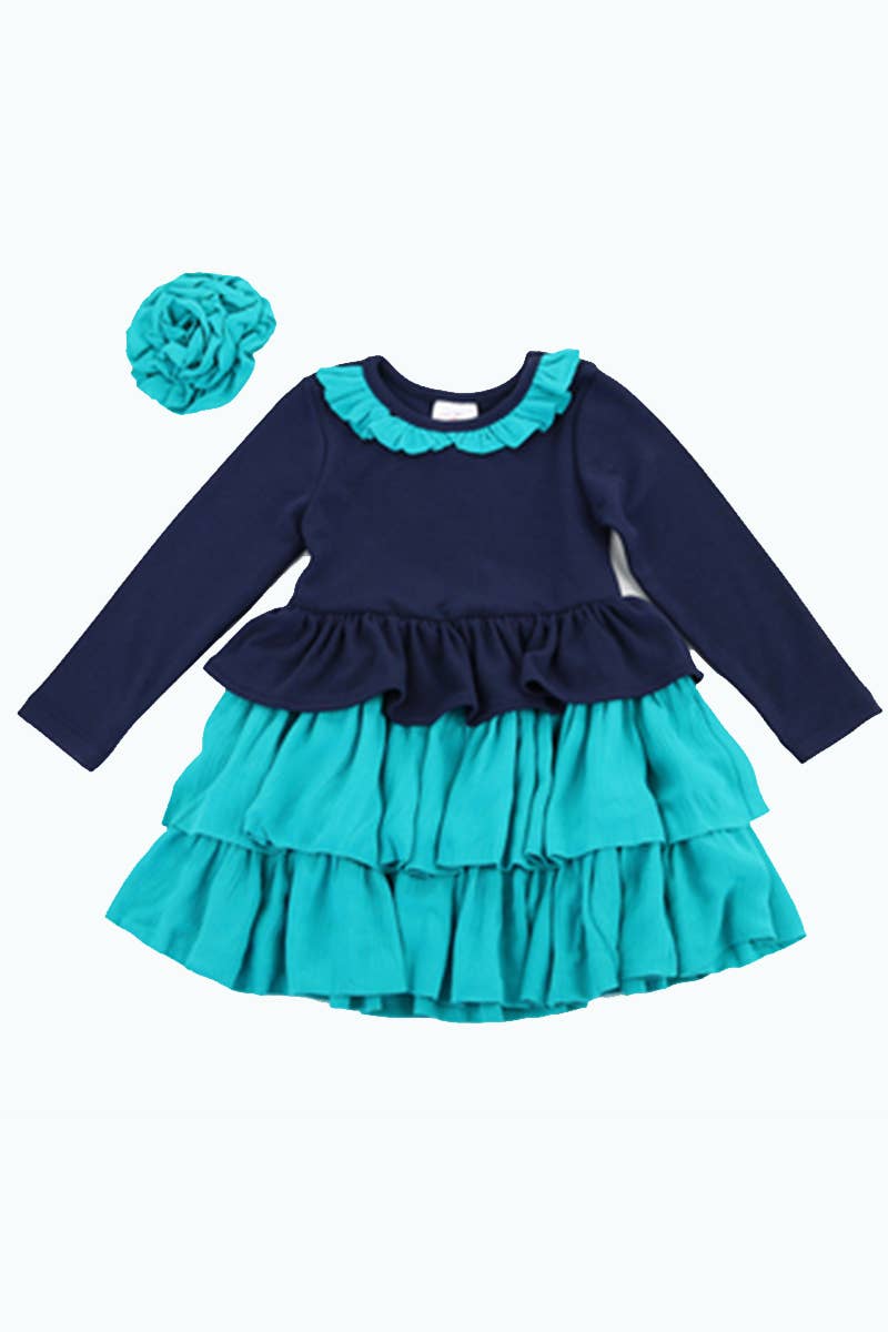 SISSYMINI - Vendita all'ingrosso Vestito - Bambini - Abito a maniche lunghe con volant a peplo per bambine e bambine | LV361