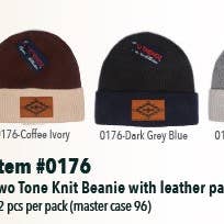 Two Tone w/Patch Logo Knit Hat for wholesale by Silicon Valley Textiles, Inc