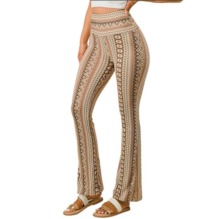 To Star - Vente Pantalon – femme - Pantalon évasé à pattes d'éléphant imprimé cachemire - Silhouette unique
