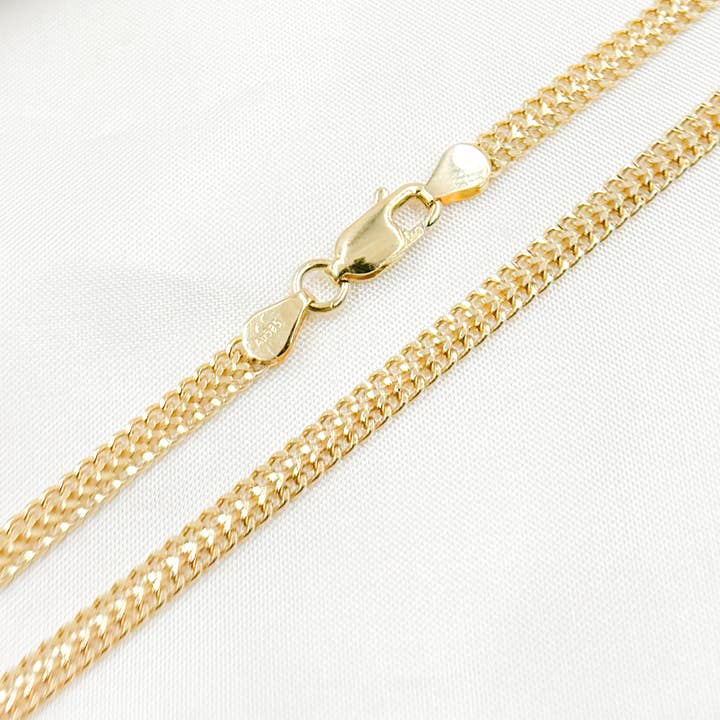 Chaîne gourmette plate en or massif 14K pour la vente par Tresor Jewelry Inc.