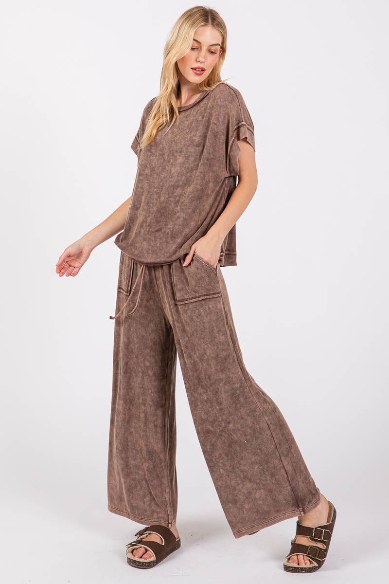 Sewn and Seen - Wholesale Lounge Set - Women's - MINERAL WASHED TOP AND PANTS RIB SETS39