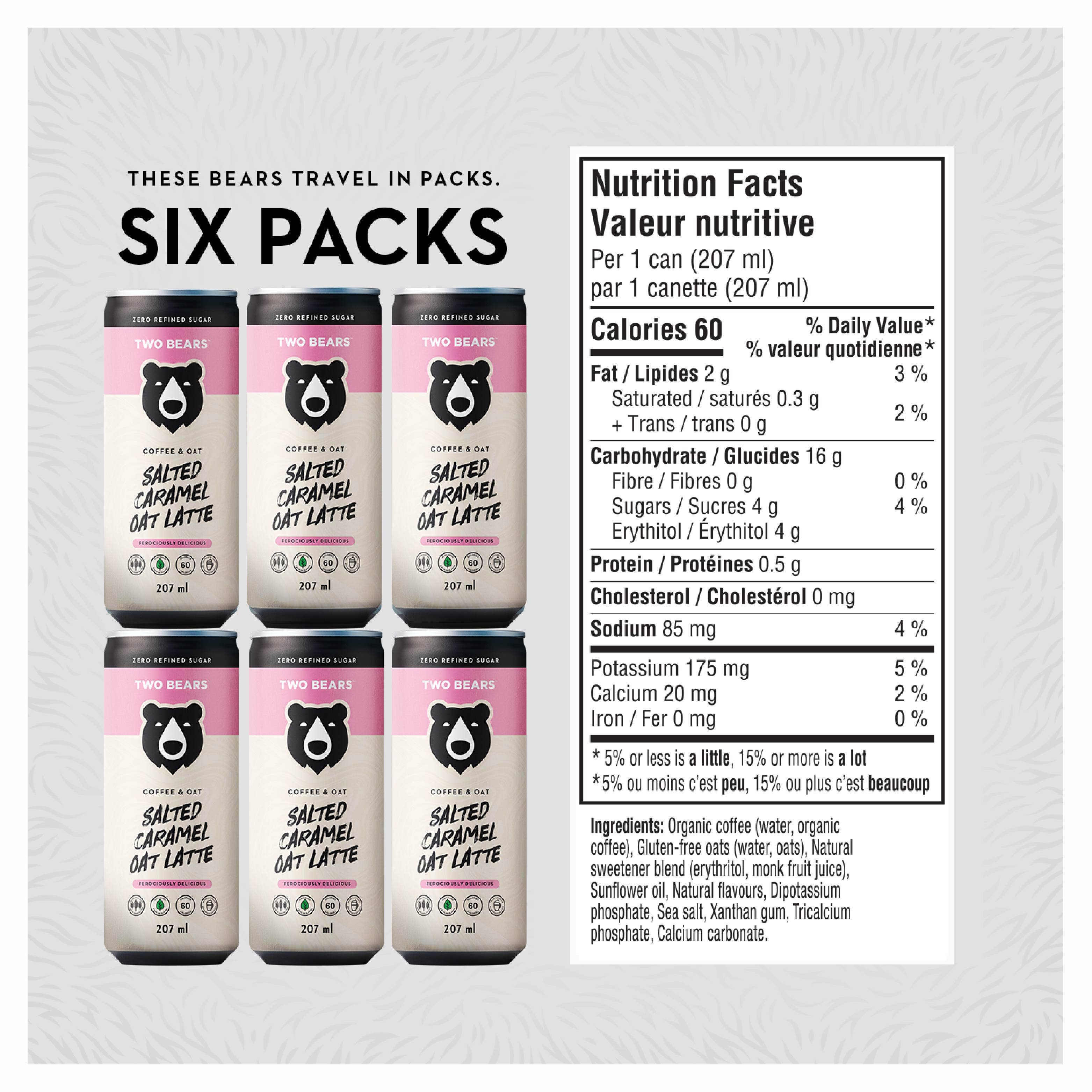 Two Bears - Wholesale Iced Coffee/Cold Brew - Frothed Salted Caramel Oat Latte (207 ml)2