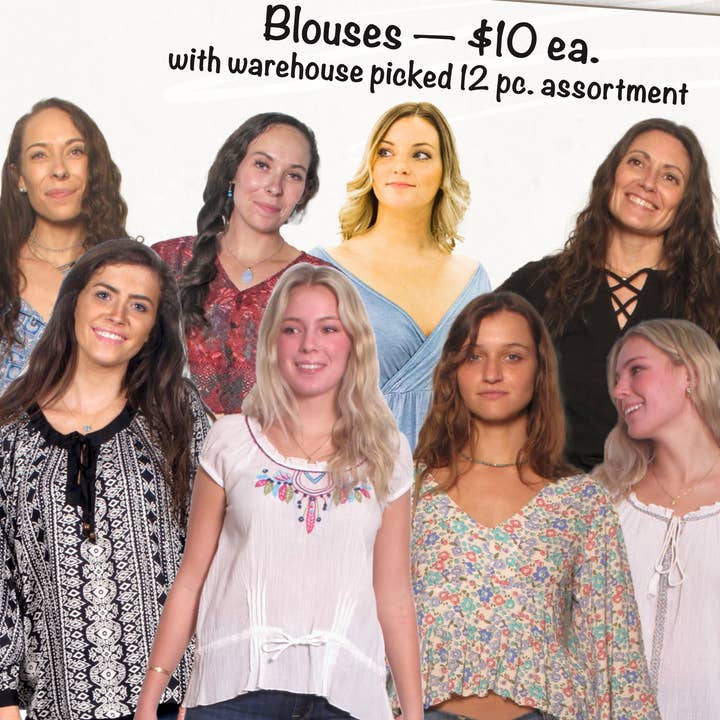 BL12 Off Price Blouses 12pc Assortment for wholesale by Blue Sky