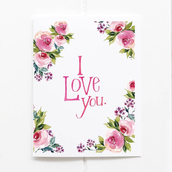 Biglietto d'Amore, Biglietto con Fiori ad Acquerello per la vendita all'ingrosso da parte di Huntington Letters