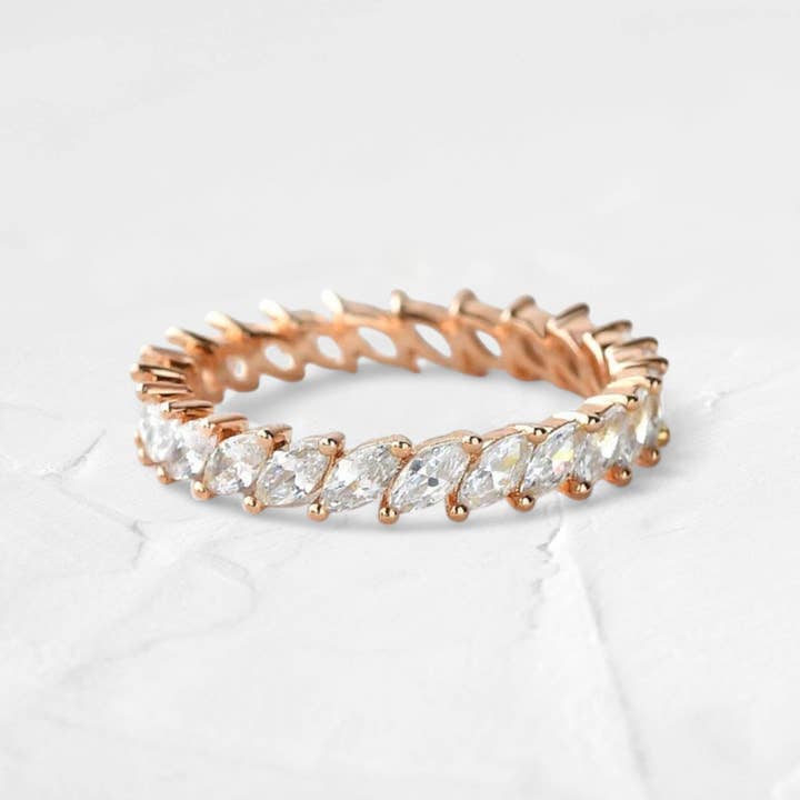 DJOYR - Wholesale Multi-Stone Ring - Marquise Moissanite Full Eternity Band in 14K Gold1