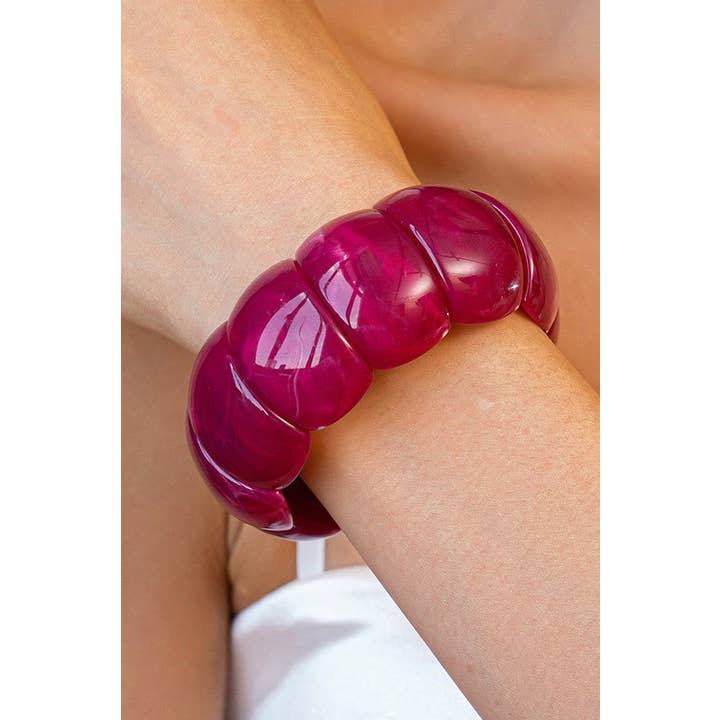 JOSSLYN by wall to wall - Wholesale Beaded Bracelet - Color-Block Acrylic Stretch Cord Bracelet | 40B5195