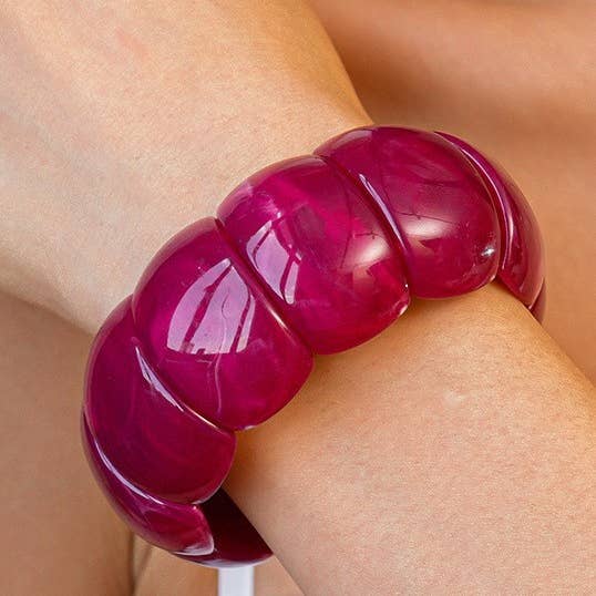 JOSSLYN by wall to wall - Wholesale Beaded Bracelet - Color-Block Acrylic Stretch Cord Bracelet | 40B51950