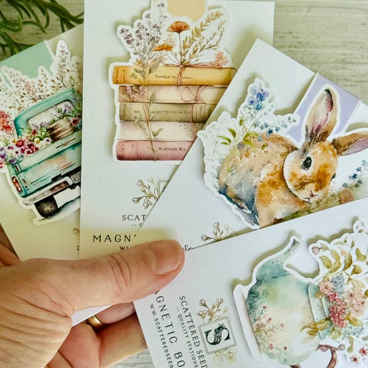 Scattered Seed Co - Wholesale Bookmark - Spring Floral Books Magnetic Bookmark