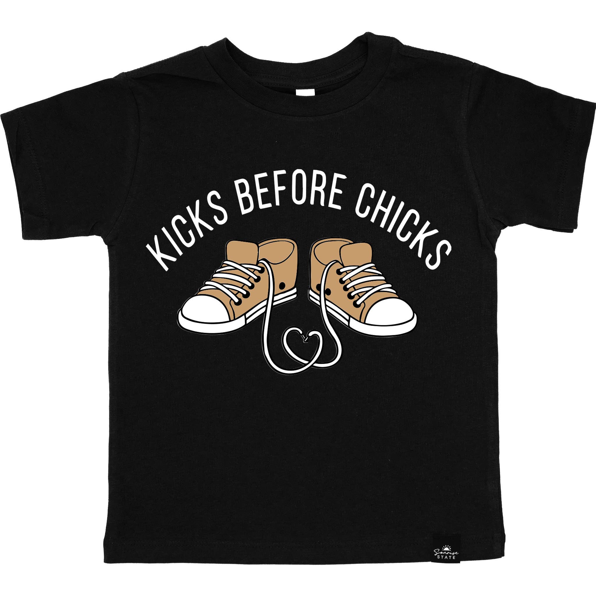 Kicks Before Chicks Boy's T-Shirt in Black for wholesale on Faire0