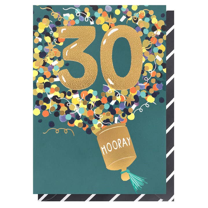 Alder 30 Hurra Popper | Mand Fødselsdagskort | Alderskort for engroshandel hos Louise Tiler