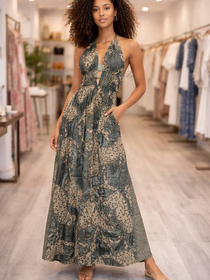 Robe maxi bohème avec poches - Lot de couleurs variées pour la vente par Foutaz LLC