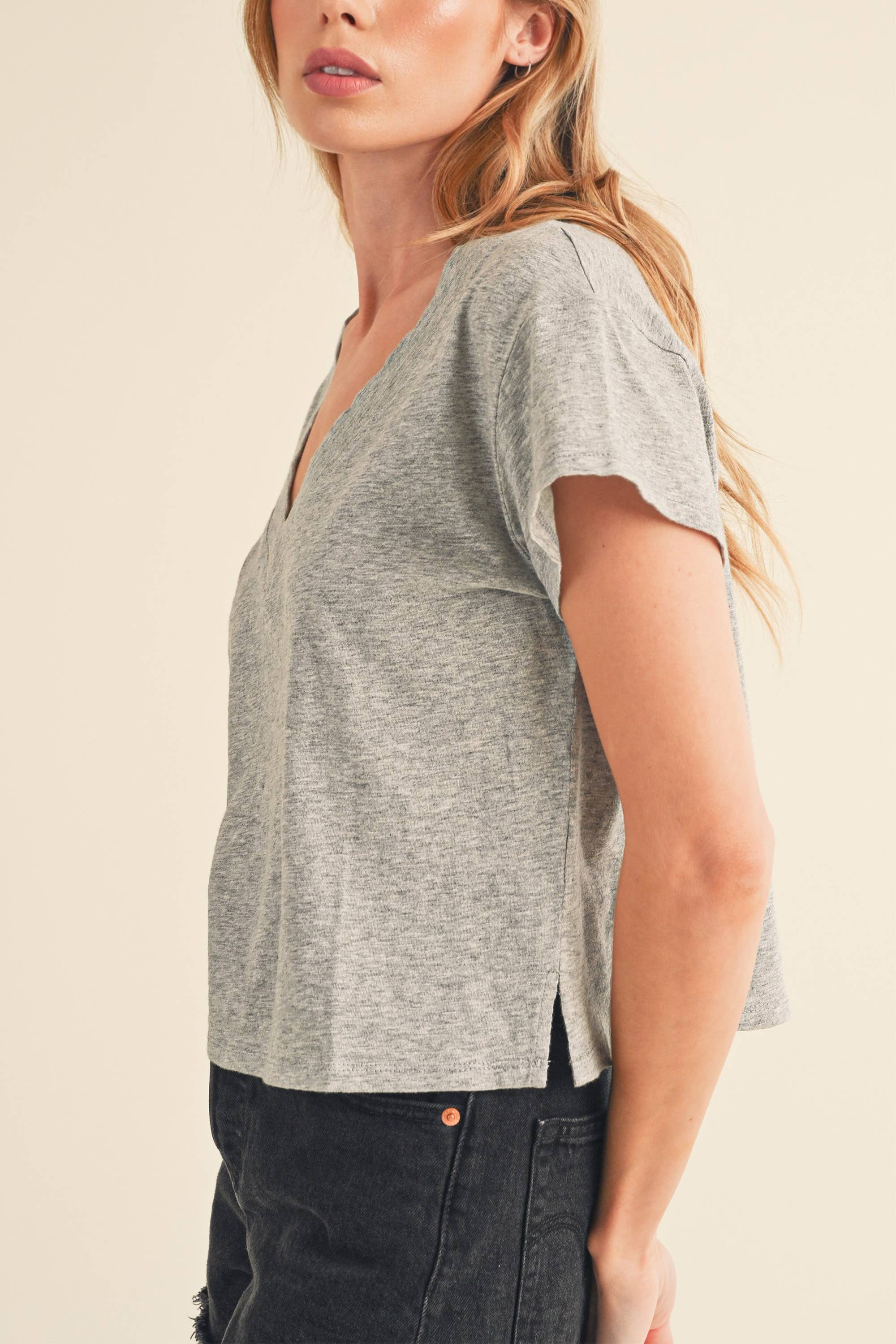 AEMI + CO - Wholesale T-Shirt - Women's - 8281DK Til V-Neck Baby Top12