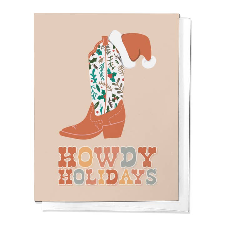 Howdy Holiday Christmas Cowboy Boot Western wenskaart voor wholesale door Parcel Island