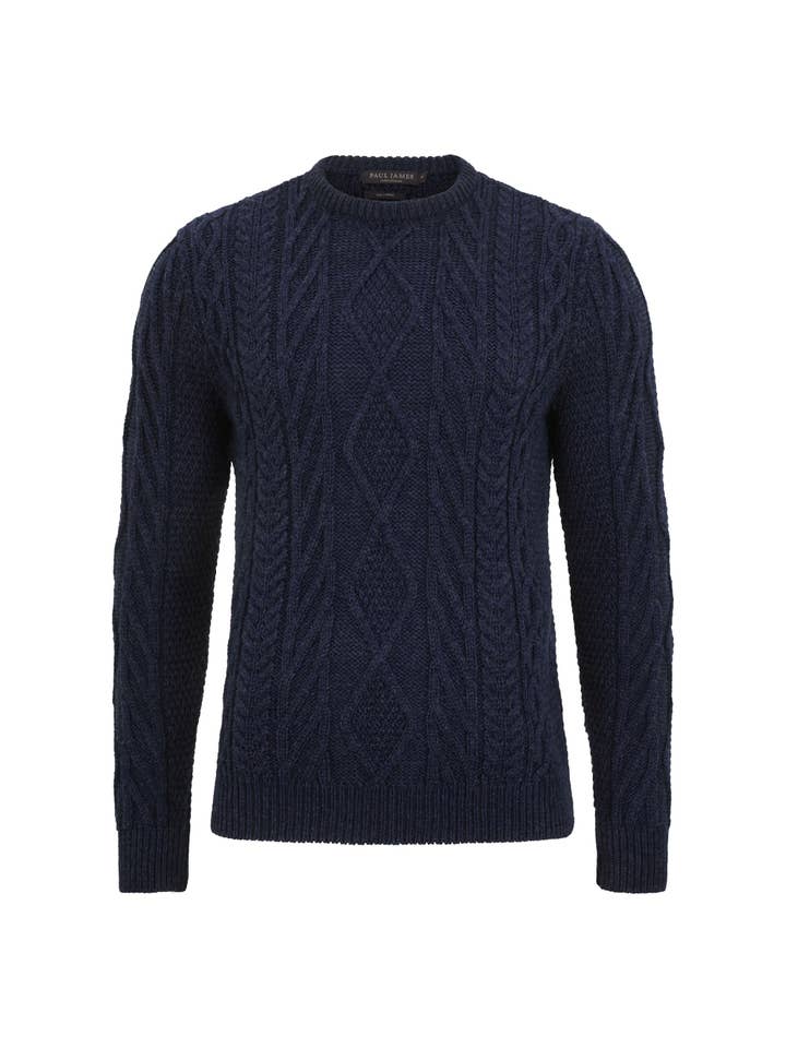 Paul James Knitwear – wholesale Knitted jumper – Men′s – Mens Chunky Merino Wool Cable Jumper