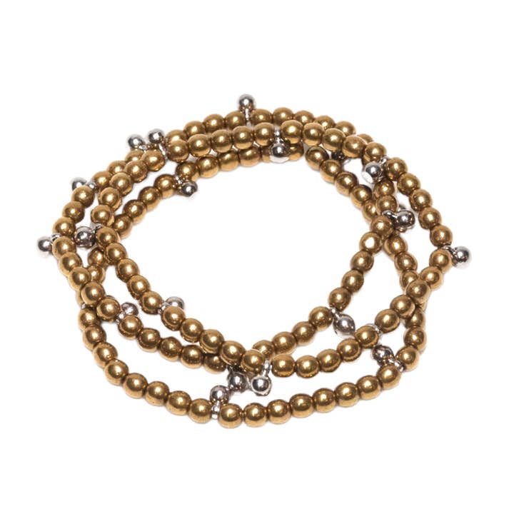 Brass & Silver Beaded Bracelet for wholesale by JoRocco