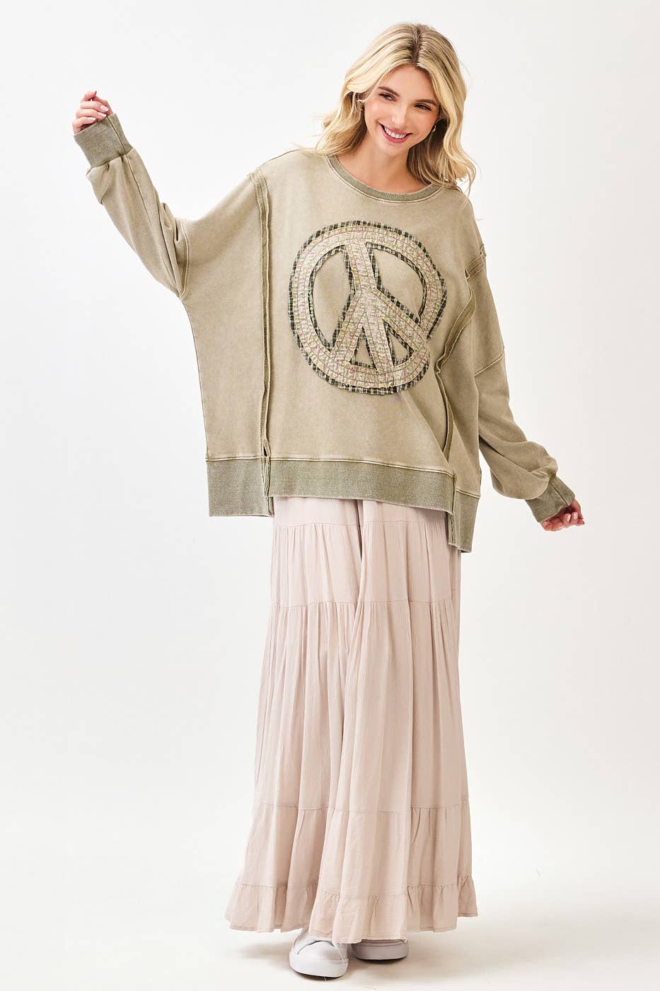 mittoshop - Vente Sweat-shirt – femme - SWEAT-SHIRT PEACE SIGN PATCH MINERAL WASH8